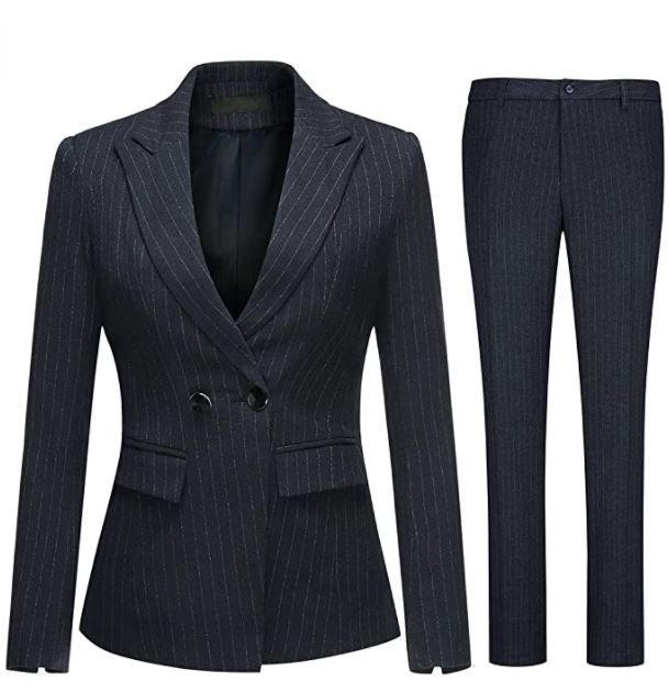 Women's 2 Piece Office Lady Stripes Business Suit Set Slim Fit Blazer  Jacket Pant - TAS GROUP INTERNATIONAL